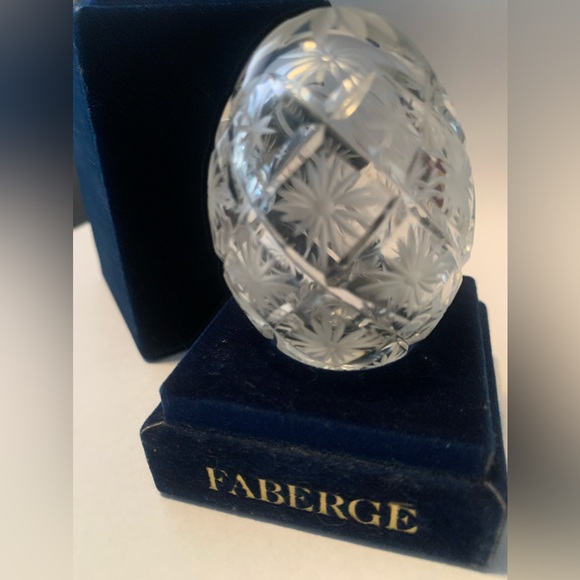FABERGE Crystal Egg with original blue box, small. Vintage Risky Business - Picture 4 of 5
